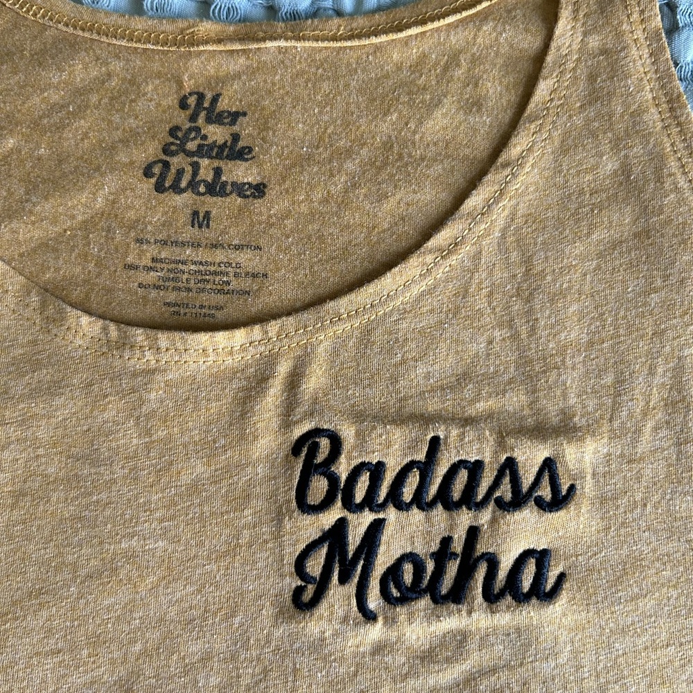 Her Little Wolves “Bad Motha” tank, Size M. Mustard Yellow.